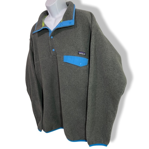 Patagonia Synchilla Snap T Fleece Lightweight Pullover Sweater Gray Blue Green - Picture 4 of 9